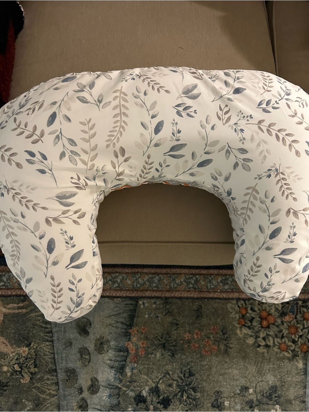 Boppy Nursing Pillow in White with Sage Leaf Print - Picture 2 of 2